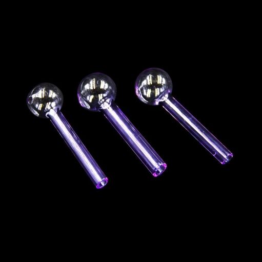 Thick Glass Straight Oil Burner Hand Pipe - Purple