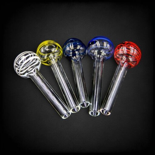 4" Spiral Color Heavy Glass Oil Burner Pipe - 02