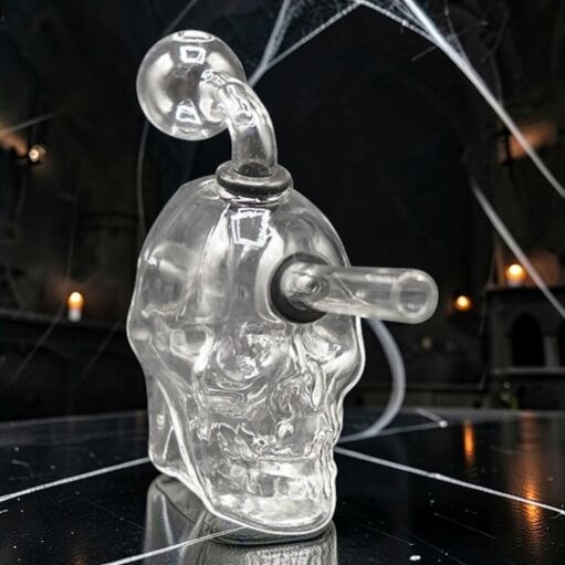 Double Skull Face Oil Burner Pipe Rig - 04