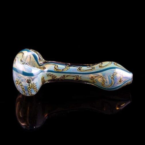 Glassheads 3.5" Inside-Out Latty & Cane Silver Fumed Spoon Pipe - Assorted Colors / 2