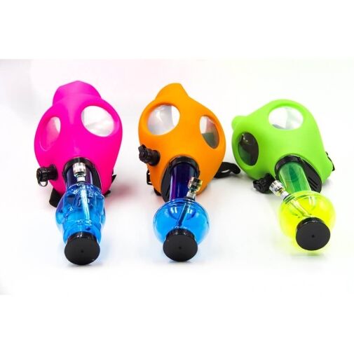 Neon Gas Mask W/ Acrylic Water Pipe Set - Assorted Neon Colors