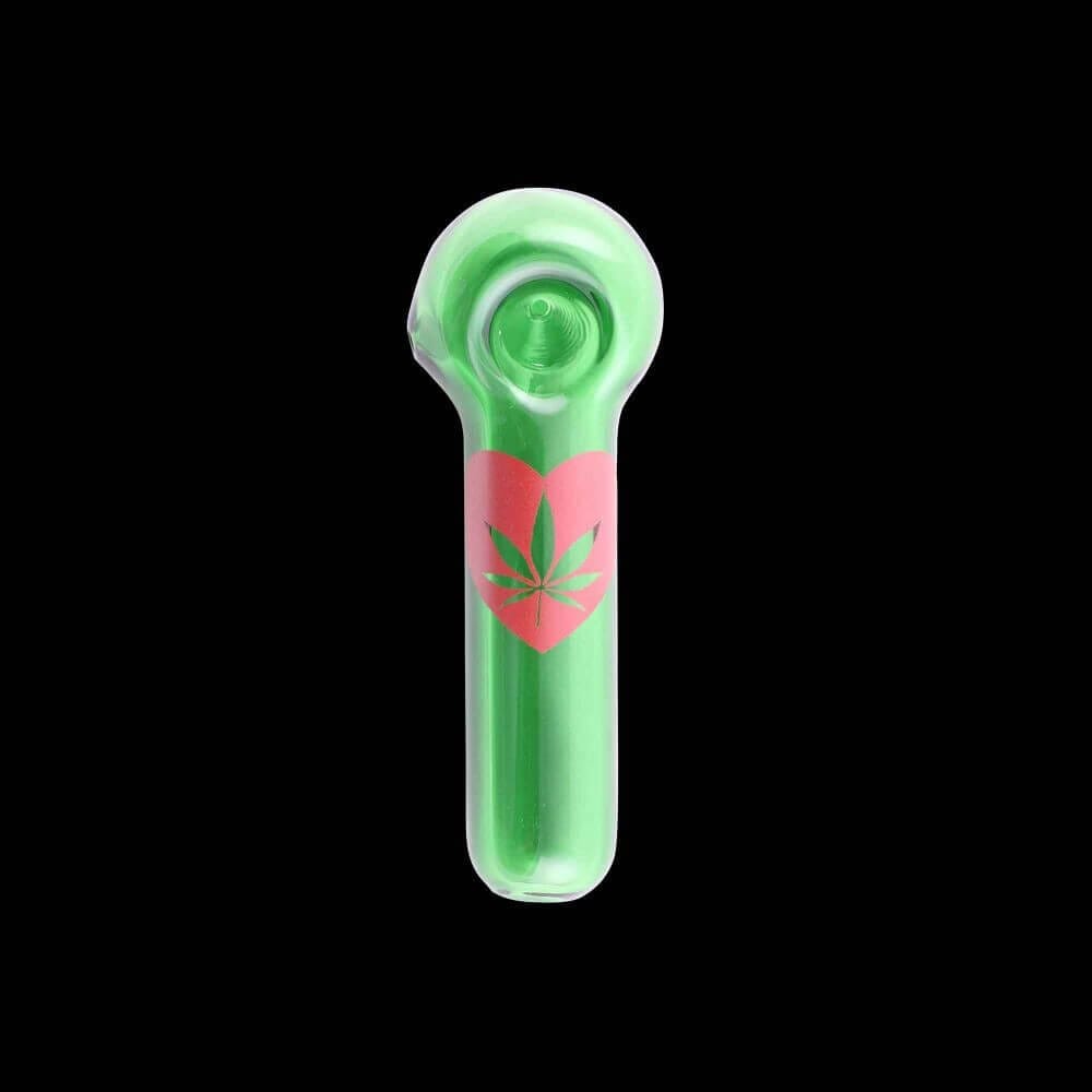 Chameleon Glass I Love Cannabis Hand Pipe - Green