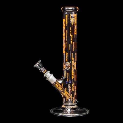 ROOR Custom 14" Straight Tube Water Pipe Logo'd Out "Orange" - 01
