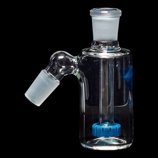 Diamond Glass Ash Catcher 45° 19mm/19mm w/ Showerhead Perc - Teal - 04