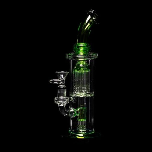 Diamond Glass Diow Duex Water Pipe - Black/Bright Green - 03