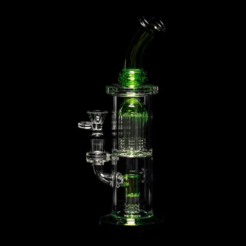 Diamond Glass Diow Duex Water Pipe - Black/Bright Green - 04