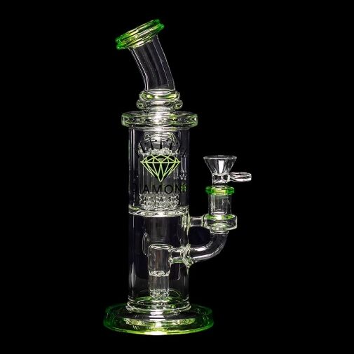 Diamond Glass Diow Water Pipe - Bright Green - 01