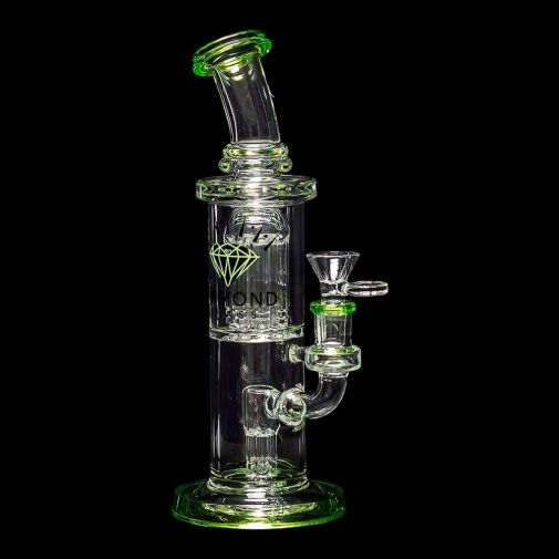 Diamond Glass Diow Water Pipe - Bright Green - 02