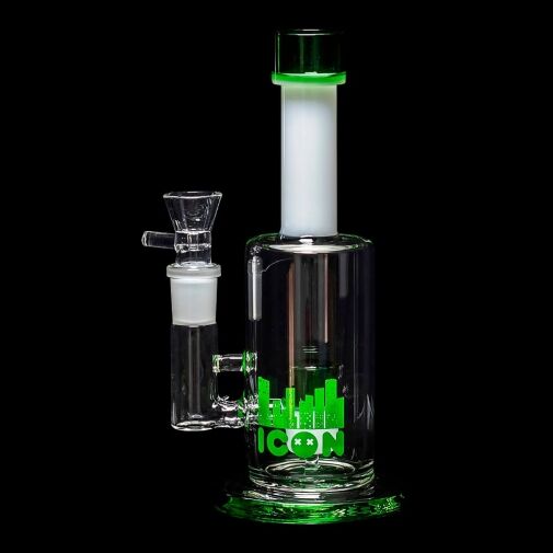 Diamond Glass Icon Pill Water Pipe - White & Green - 01