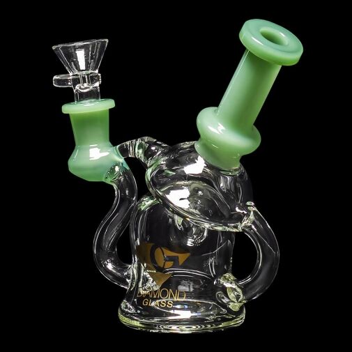Diamond Glass Microscope Recycler Water Pipe - Mint Green - 02