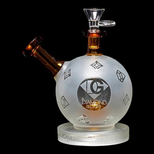 Diamond Glass Snowball Water Pipe - Gold - 01