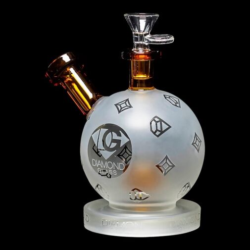 Diamond Glass Snowball Water Pipe - Gold - 02