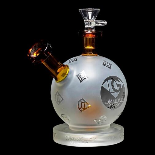 Diamond Glass Snowball Water Pipe - Gold - 05
