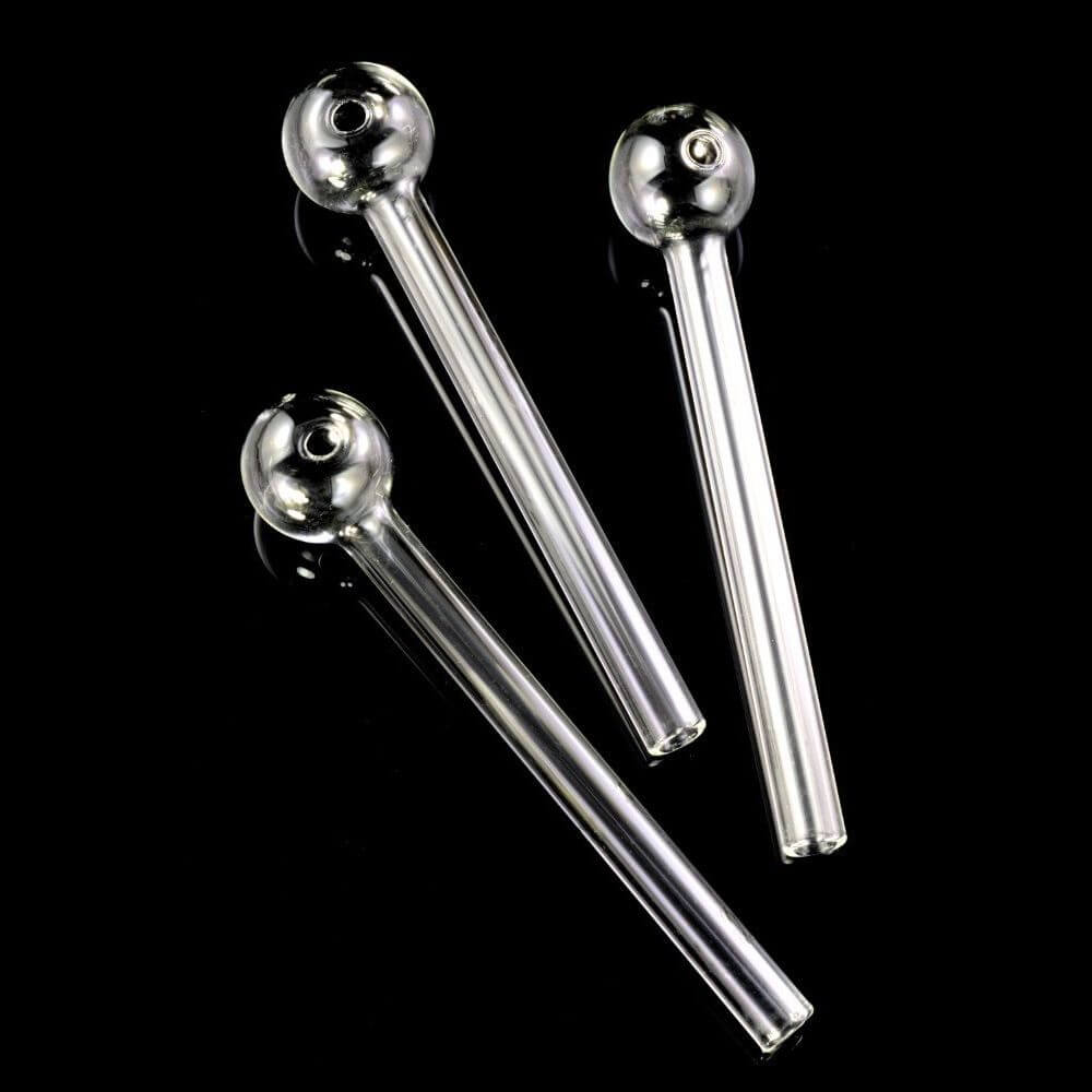 Clear Thick Glass Straight Oil Burner Hand Pipe Long (1pc) - Made in USA