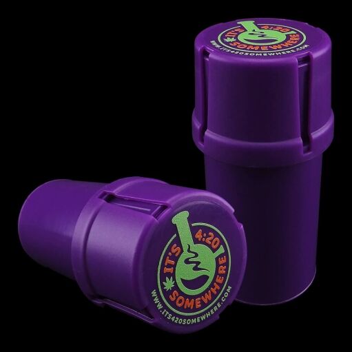 Medtainer "It's 4:20 Somewhere" Storage w/ Grinder - Purple