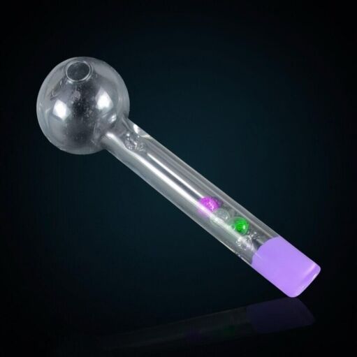 4" Glass Oil Burner Pipe With Colored Beads - 02